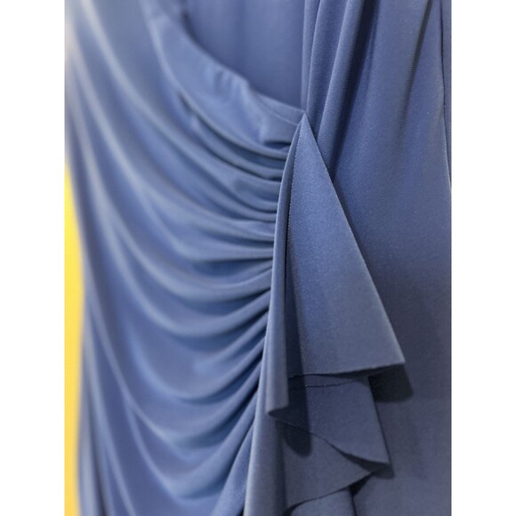 Black Label by Evan Picone Royal Blue Wrap Dress With Ruffle Detail, Size 12 - Picture 4 of 6